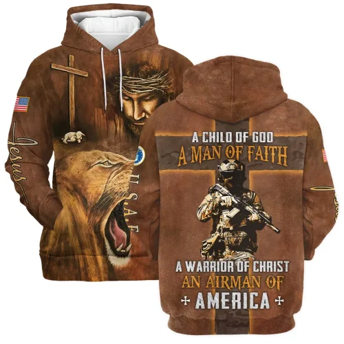 Child Of God Man Of Faith Warrior Of Christ America U.S. Marine Corps All Over Prints BLVTR17924A1MCHD - Hoodie