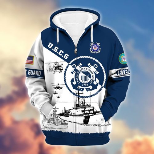 Premium Proudly Served US COAST GUARD Zip Hoodie, Gifts For US Veterans, Gifts For Veterans Day