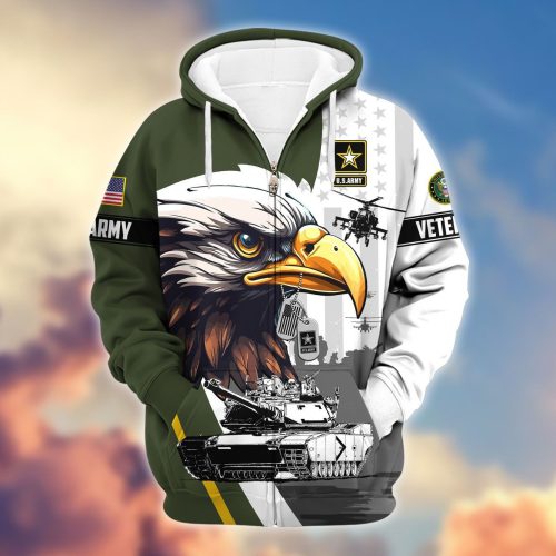 Premium Proudly Served US ARMY Zip Hoodie, Gifts For US Veterans, Gifts For Veterans Day