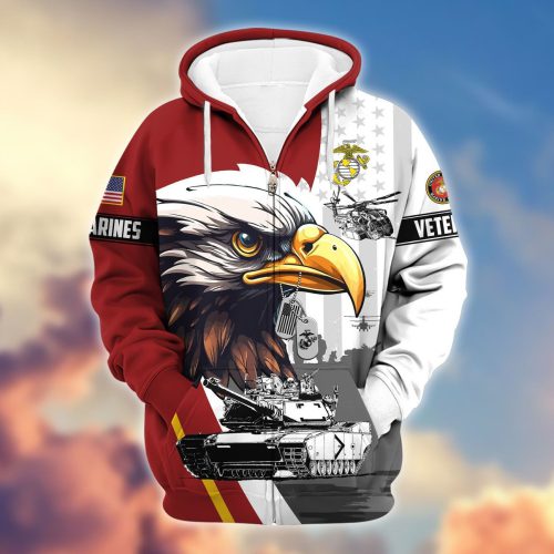 Premium Proudly Served US MARINES Zip Hoodie, Gifts For US Veterans, Gifts For Veterans Day