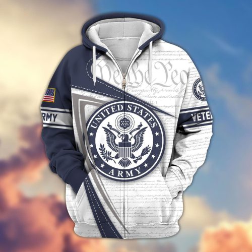 Premium Proudly Served US ARMY Zip Hoodie, Gifts For US Veterans, Gifts For Veterans Day