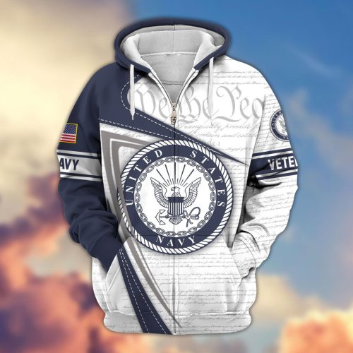 Premium Proudly Served US NAVY Zip Hoodie, Gifts For US Veterans, Gifts For Veterans Day