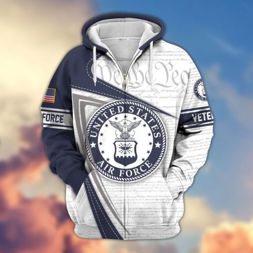 Premium Proudly Served US AIR FORCE Zip Hoodie, Gifts For US Veterans, Gifts For Veterans Day