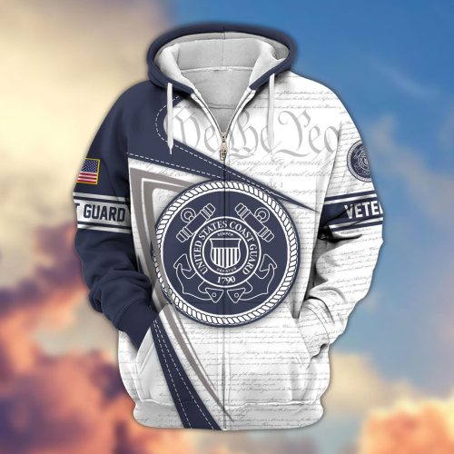 Premium Proudly Served US COAST GUARD Zip Hoodie, Gifts For US Veterans, Gifts For Veterans Day