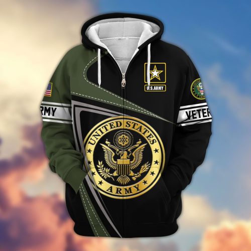 Premium Proudly Served US ARMY Zip Hoodie, Gifts For US Veterans, Gifts For Veterans Day