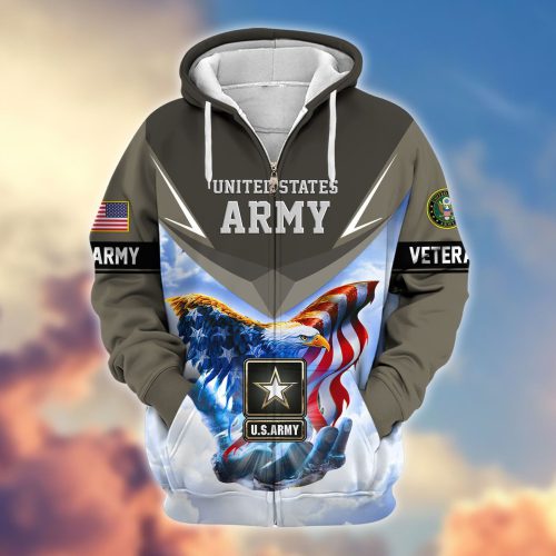 Premium Proudly Served US ARMY Zip Hoodie, Gifts For US Veterans, Gifts For Veterans Day