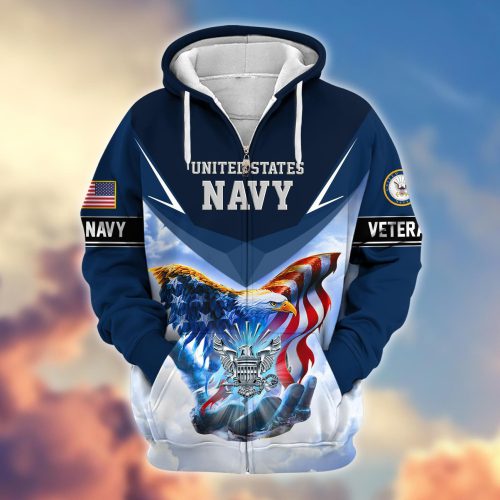 Premium Proudly Served US NAVY Zip Hoodie, Gifts For US Veterans, Gifts For Veterans Day