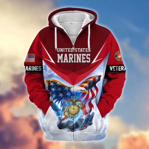 Premium Proudly Served US MARINES Zip Hoodie, Gifts For US Veterans, Gifts For Veterans Day