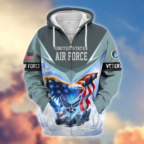 Premium Proudly Served US AIR FORCE Zip Hoodie, Gifts For US Veterans, Gifts For Veterans Day