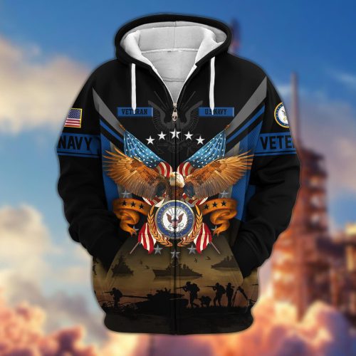 Premium Proudly Served US NAVY Zip Hoodie, Gifts For US Veterans, Gifts For Veterans Day