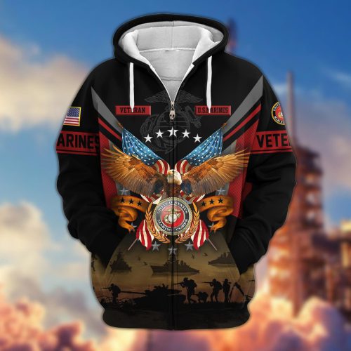 Premium Proudly Served US MARINES Zip Hoodie, Gifts For US Veterans, Gifts For Veterans Day