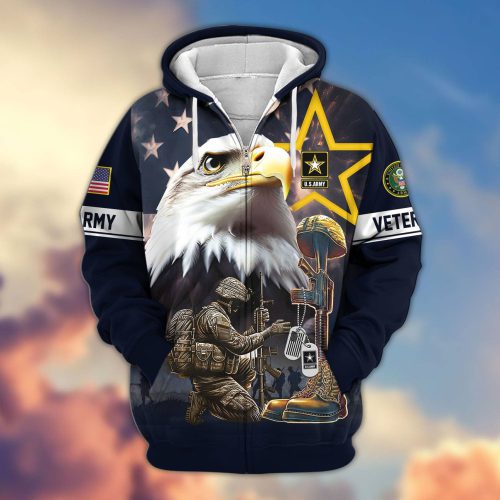 Premium Proudly Served US ARMY Zip Hoodie, Gifts For US Veterans, Gifts For Veterans Day