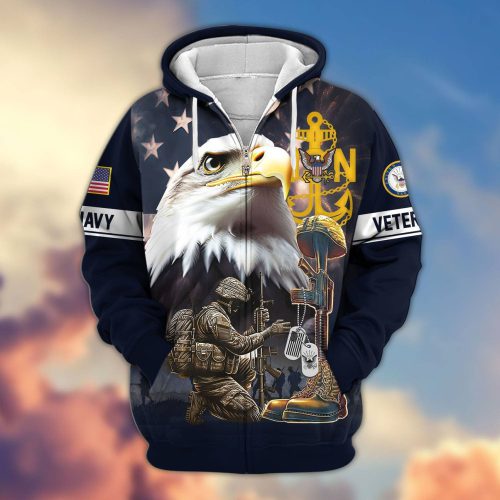 Premium Proudly Served US NAVY Zip Hoodie, Gifts For US Veterans, Gifts For Veterans Day