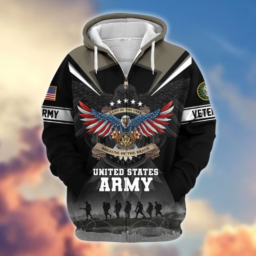 Premium Proudly Served US ARMY Zip Hoodie, Gifts For US Veterans, Gifts For Veterans Day