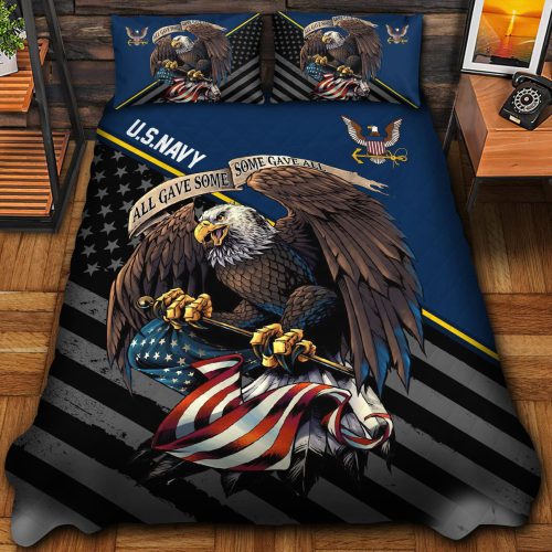 Premium US Navy Veterans Quilt Bedding Set, Gifts For US Veterans, Gifts For Veterans Day