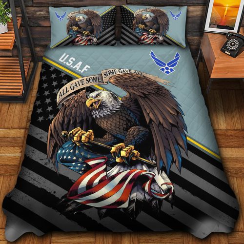 Premium US Air Force Veterans Quilt Bedding Set, Gifts For US Veterans, Gifts For Veterans Day