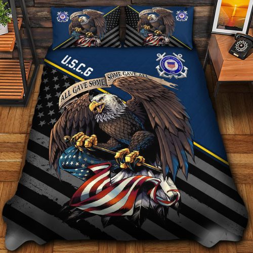 Premium US Coast Guard Veterans Quilt Bedding Set, Gifts For US Veterans, Gifts For Veterans Day