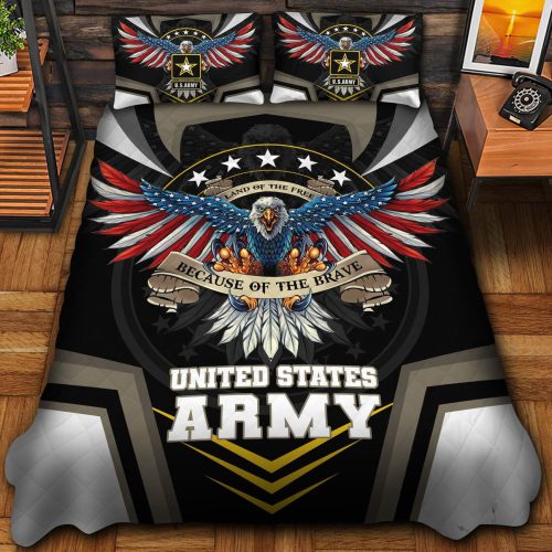 Premium US Army Veterans Quilt Bedding Set, Gifts For US Veterans, Gifts For Veterans Day