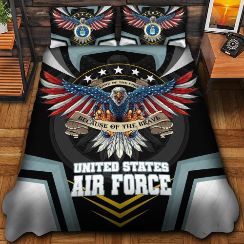 Premium US Air Force Veterans Quilt Bedding Set, Gifts For US Veterans, Gifts For Veterans Day