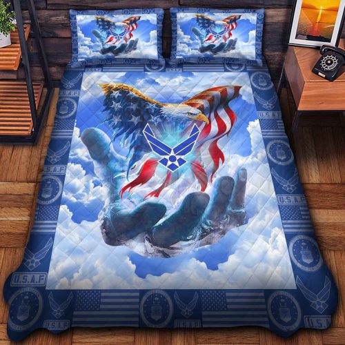 Premium US Air Force Veterans Quilt Bedding Set, Gifts For US Veterans, Gifts For Veterans Day