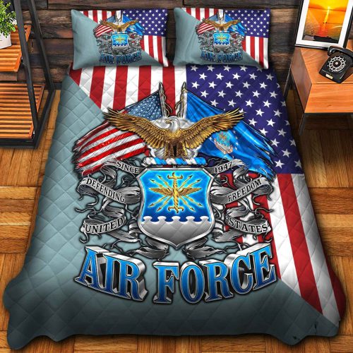 Premium US Air Force Veterans Quilt Bedding Set, Gifts For US Veterans, Gifts For Veterans Day