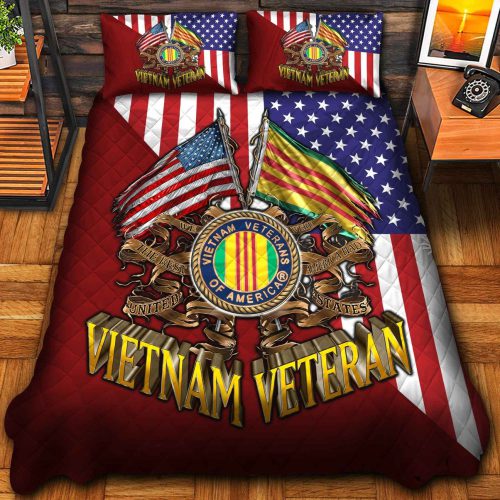 Premium US Vietnam Veterans Quilt Bedding Set, Gifts For US Veterans, Gifts For Veterans Day