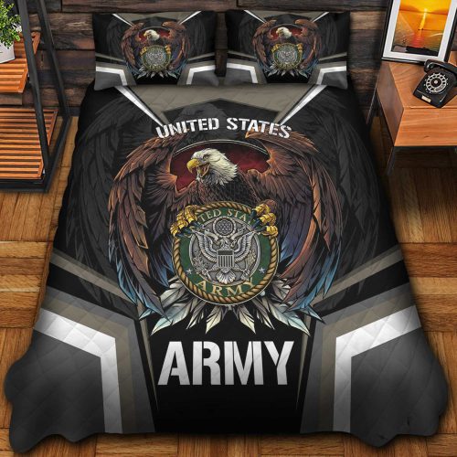 Premium US Army Veterans Quilt Bedding Set, Gifts For US Veterans, Gifts For Veterans Day