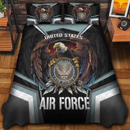 Premium US Air Force Veterans Quilt Bedding Set, Gifts For US Veterans, Gifts For Veterans Day