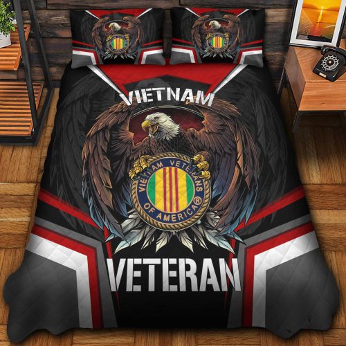 Premium US Vietnam Veterans Quilt Bedding Set, Gifts For US Veterans, Gifts For Veterans Day