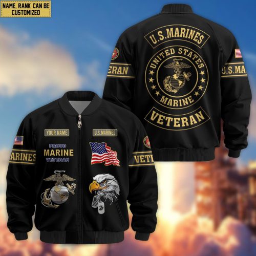 Premium Honoring All Who Served US Marines Veterans Bomber Jacket, Gifts For US Veterans