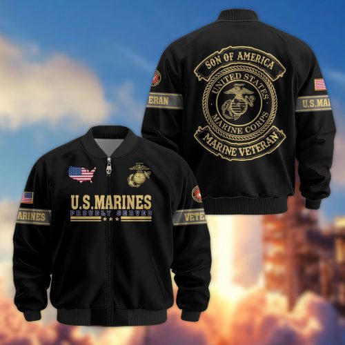 Premium Honoring All Who Served US Marines Veterans Bomber Jacket, Gifts For US Veterans