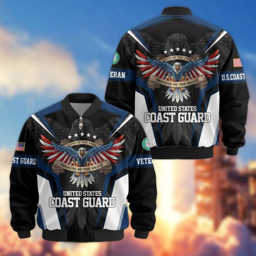 Premium Honoring All Who Served US Coast Guard Veterans Bomber Jacket, Gifts For US Veterans