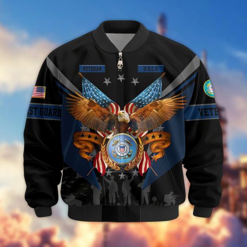 Premium Honoring All Who Served US Coast Guard Veterans Bomber Jacket, Gifts For US Veterans