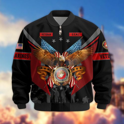 Premium Honoring All Who Served US Marines Veterans Bomber Jacket, Gifts For US Veterans