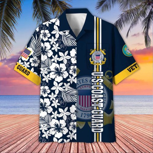 Premium US Coast Guard Veterans Hawaiian Shirt, Gifts For US Veterans, Gifts On Memorial Day, Father's Day, Armed Forces Day, Veterans Day.
