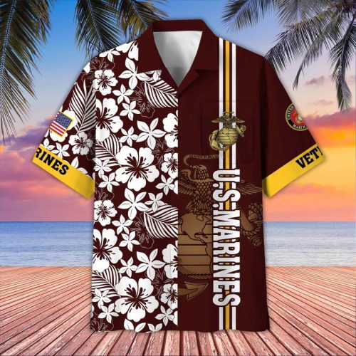 Premium US Marines Veterans Hawaiian Shirt, Gifts For US Veterans, Gifts On Memorial Day, Father's Day, Armed Forces Day, Veterans Day.