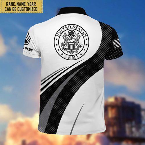 Unique Custom US Army Polo Shirt, Custom Name, Rank, Gift for Army Veteran, Veterans Day, Father's Day
