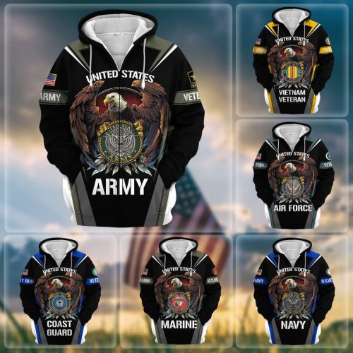 Premium Honoring All Who Served US Veteran Zip Hoodie