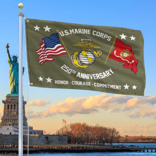 Premium USMC Grommet Flag, 250th Anniversary Marine Corps Flag, Gifts For Marine Veteran, Best Gifts On Father's Day, Veterans Day.