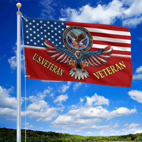Unique US Veteran Grommet Flag, Gift For US Veteran