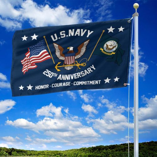 Premium US Navy Grommet Flag, 250th Anniversary Navy Flag, Gifts For Navy Veteran, Best Gifts On Father's Day, Veterans Day.