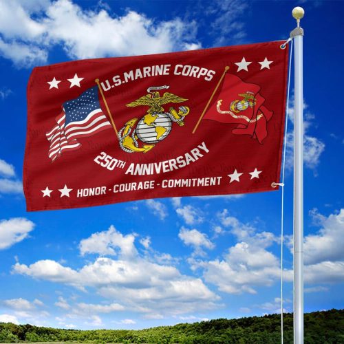 Premium USMC Grommet Flag, 250th Anniversary Marine Corps Flag, Gifts For Marine Veteran, Best Gifts On Father's Day, Veterans Day.