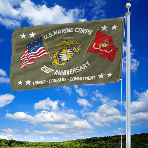 Premium USMC Grommet Flag, 250th Anniversary Marine Corps Flag, Gifts For Marine Veteran, Best Gifts On Father's Day, Veterans Day.