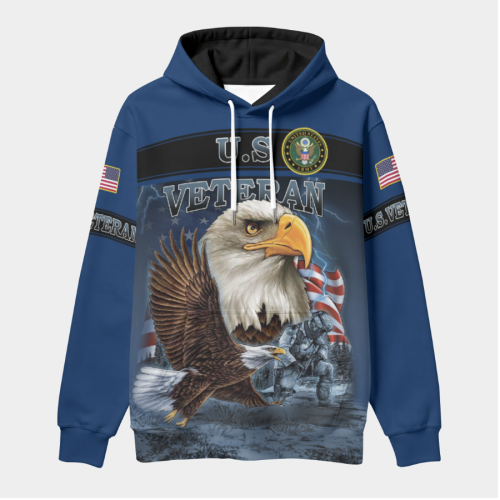 New Release U.S. Veterans Premium Hoodie Shirt All Over Prints Gift Loves - Logo of the military branch can be customized.