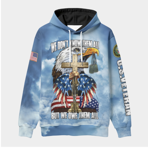 New Release U.S. Veterans Premium Hoodie Shirt All Over Prints Gift Loves - Logo of the military branch can be customized.
