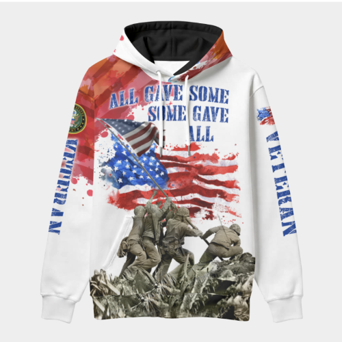 New Release U.S. Veterans Premium Hoodie Shirt All Over Prints Gift Loves - Logo of the military branch can be customized.