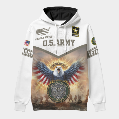 New Release U.S. Veterans Premium Hoodie Shirt All Over Prints Gift Loves - Logo of the military branch can be customized