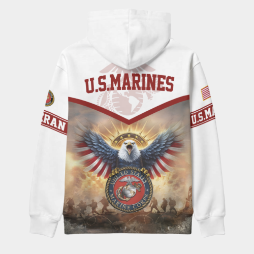 New Release U.S. Veterans Premium Hoodie Shirt All Over Prints Gift Loves - Logo of the military branch can be customized