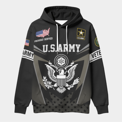 New Release U.S. Veterans Premium Hoodie Shirt All Over Prints Gift Loves - Logo of the military branch can be customized.