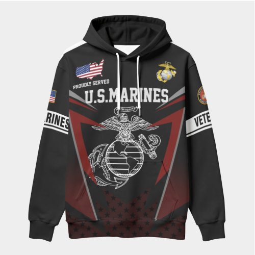 New Release U.S. Veterans Premium Hoodie Shirt All Over Prints Gift Loves - Logo of the military branch can be customized.